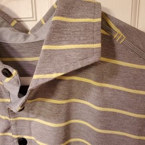 Lululemon polo grey yellow stripe large